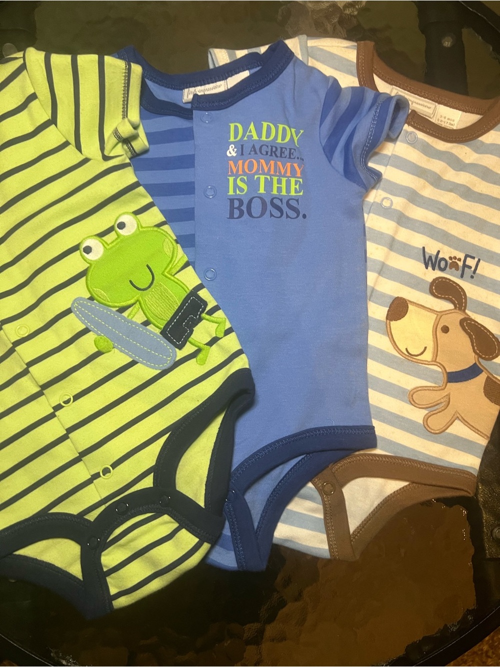 First Impressions Baby Boy 3-Piece Bodysuit Set Daddy Mommy Boss Frog Puppy